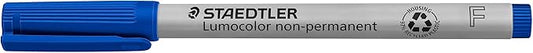 Staedtler Lumograph Non-Permanent Wet Erase Marker Pens, Fine Tip Refillable Colored Marker, Blue, 315-3