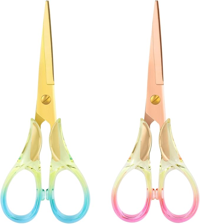 Honagu Premium Acrylic Handle Scissors -Stainless Steel Blades, Precision Cutting, Ergonomic Design, Ideal for Home, Office, and Craft Use - 2 Pack, Red+Blue