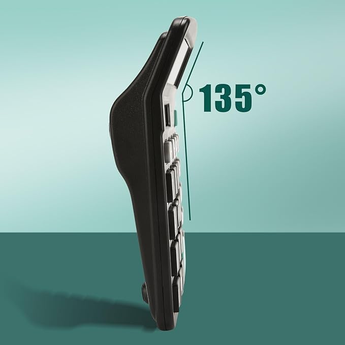 M&G Desk Calculator 12 Digit Office Calculators with Large LCD Display, Dual Solar Power and Battery, Recessed Big Button Calculator for Office Home School (Black)