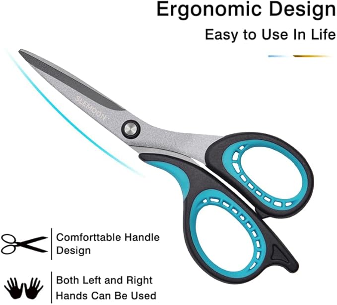 3 Pack 8" Titanium All Purpose Scissors, Non-Stick,Professional Stainless Steel,Comfort Grip Handles for Office, Crafting, School & Home