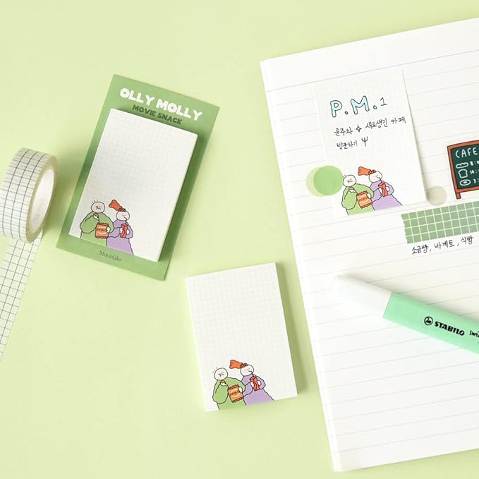 Monolike Grid Olly Molly, Coloring Sticky-it - 6p Set Self-Adhesive Memo Pad 50 Sheets