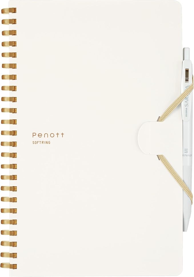 KOKUYO Grid Spiral Journal Notebook, Penott A5 Soft Ring Graph Paper Notebook with 70 Smooth Sheets, 5.7'' x 8.3'' Small Journaling Notebook with Plastic Hardcover, White, Japan Import. (SU-SP137S5-W)