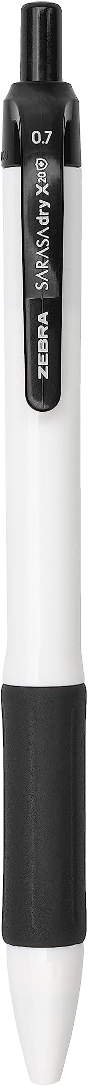 Zebra Pen Sarasa Dry X20+ Retractable Gel Pen, Plastic Barrel with Protective Coating, Medium Point, 0.7mm, Black Ink, 12-Pack (41610)