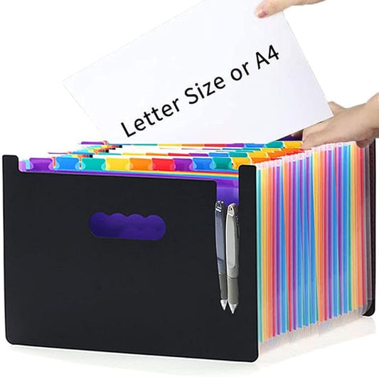 YXQ 36 Pockets Expanding File Folder, Large Capacity Portable Document Organizer A4 Letter Size Multicolored Accordion Filing Box for Office & Scool & Home