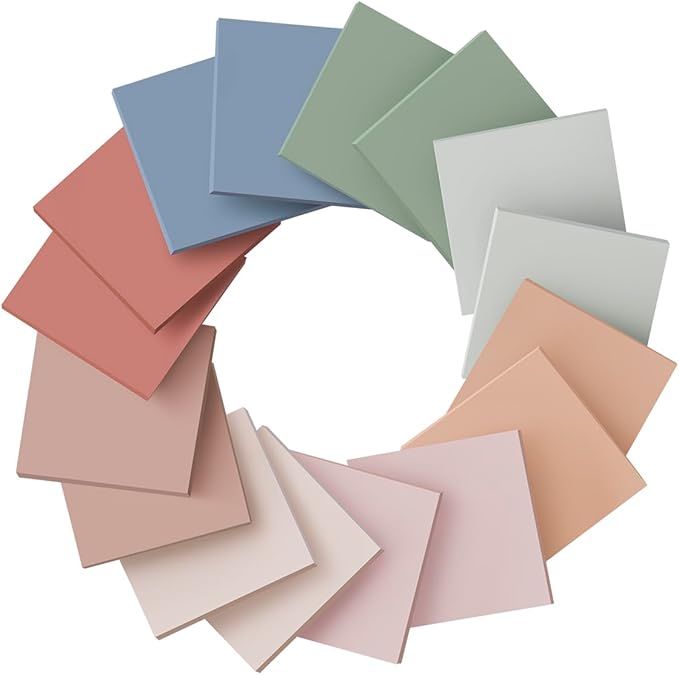 (16 Pack) Sticky Notes 3x3, Vintage Colors, Sticky Pads, Recyclable, Easy to Stick for Home, Office, Notebook