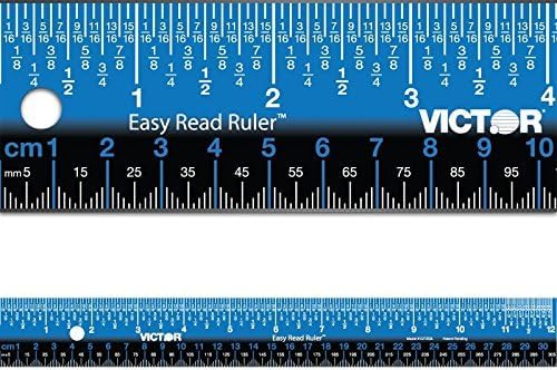 Victor Easy Read Stainless Steel Ruler, Standard/Metric, 12" Long, Blue