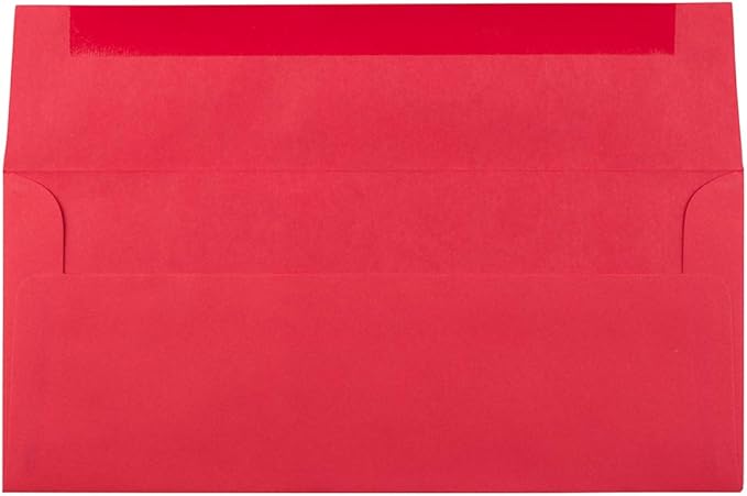 JAM PAPER #10 Business Colored Envelopes - 4 1/8 x 9 1/2 - Red Recycled - Bulk 250/Box