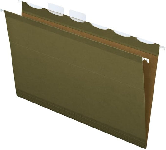 Pendaflex Ready-Tab Reinforced Hanging File Folders, Legal Size, Standard Green, 6 Tab, 25/BX (42591)
