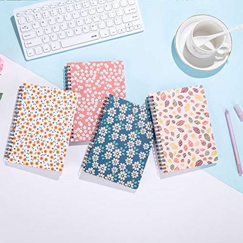 4 Pack Spiral Notebooks 5×7 Inch College Ruled Small Journals Hardcover Floral Cute Note Book for School Supplies Studio Girls Women, Inner Pocket, 80 Sheets/160 Pages