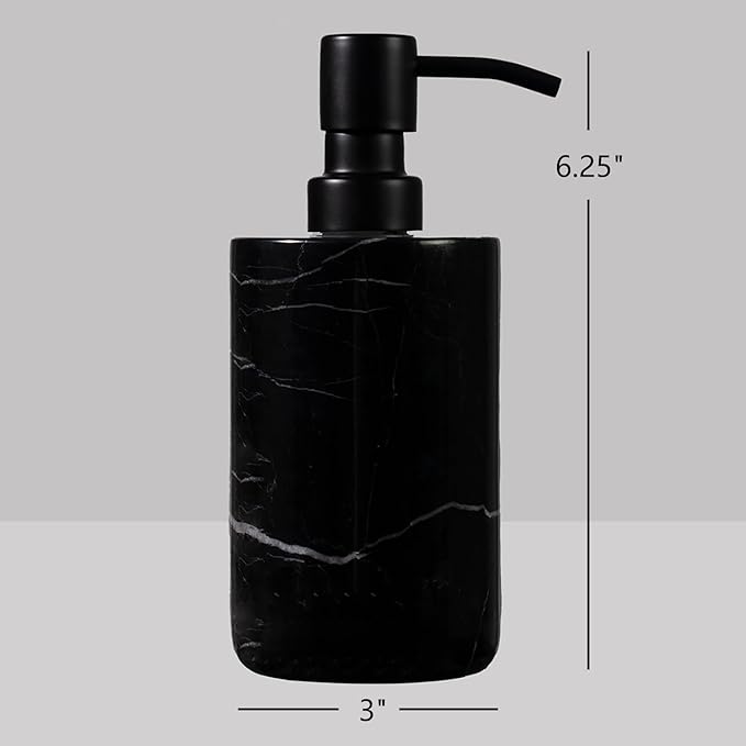 Elegant Black Marble Bath Essentials - Elevate Your Bathroom with Luxurious, Timeless Design,Marble Bath Accessories, Craftsmanship (Soap Pump)