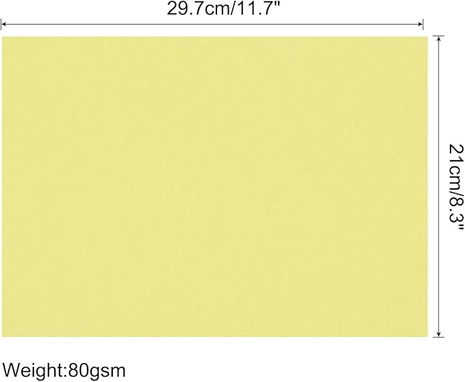 MECCANIXITY 75 Sheets A4 Colored Print Copy Paper 8.5" x 11" Origami Paper Printer Paper 80gsm for Printing, Document Copying, Art Craft, Light Yellow
