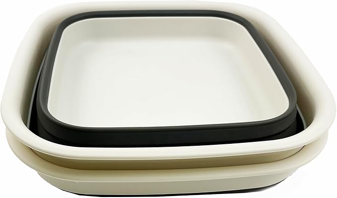 SAMMART 8L (2.1 Gallon) Collapsible Tub - Foldable Dish Tub - Portable Washing Basin - Space Saving Plastic Washtub (Grey/Washed Black (Set of 2))