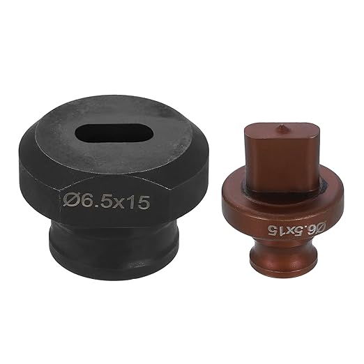 HARFINGTON Hydraulic Hole Punch Die 6.5x15mm Oval Hole 40Cr Steel Electric Punching Kit for MHP-20 JP-20 Electric Punching Machine, Burgundy & Black