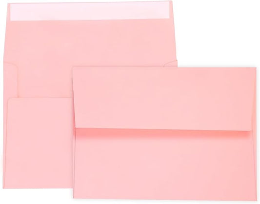 100 Pack A7 Pink Pastel Invitation 5x7 Envelopes - Self Seal, Square Flap,Perfect for Baby Shower, 5x7 Cards, Weddings, Birthday, Invitations, Graduation, 5.25 x 7.25 Inches (Rose Pink)