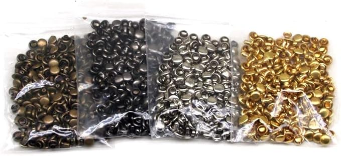 Hobby Trendy Hand Press with 1000 Sets of Iron 9mm Double Capped Rivets with Dies and Hole Punch(Silver Gray Press,Bronze Rivets)