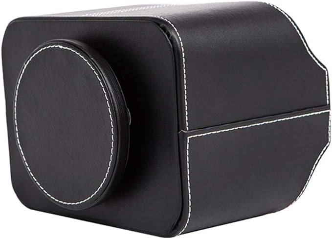 PU Leather Remote Control Holder Rotate 360 degrees Desk Organizer Storage Box for Remote Caddy,TV Guide, Mobile Phone, Pen,Stationery and Media Storage,Bedside Table Organizer(Black)