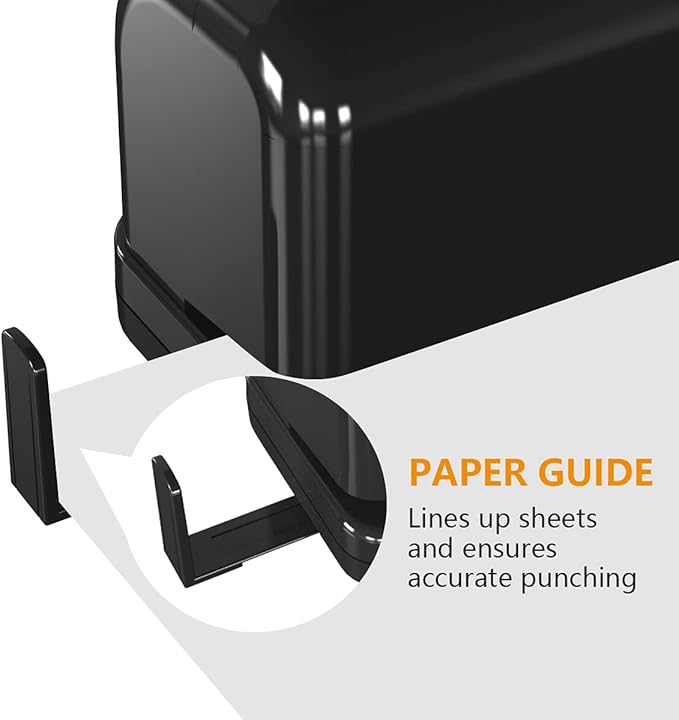 Electric 2 Hole Punch,VEYETTE Black Hole Punch,Punches Up to of 12-15 Sheets Paper, AC or Battery