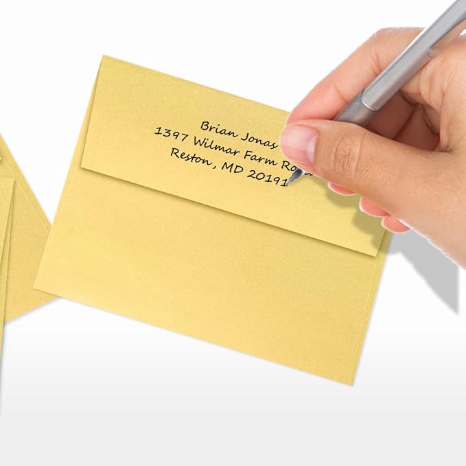 LUXPaper A2 Invitation Envelopes | Peel & Press | 4 3/8" x 5 3/4" | Gold Metallic | 80lb. Text | 50 Qty