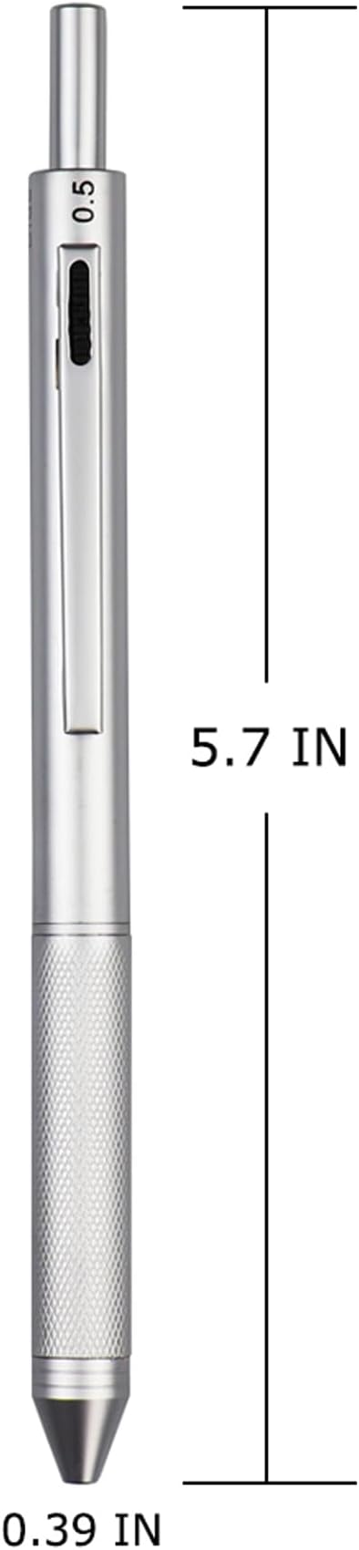 DUNBONG 4 in 1 Multicolor pen, Metal Cased Multifunction Pen, 0.5mm Mechanical Pencil, Red Ball Pen, Blue BallPen and Black Ball Pen (Silver)