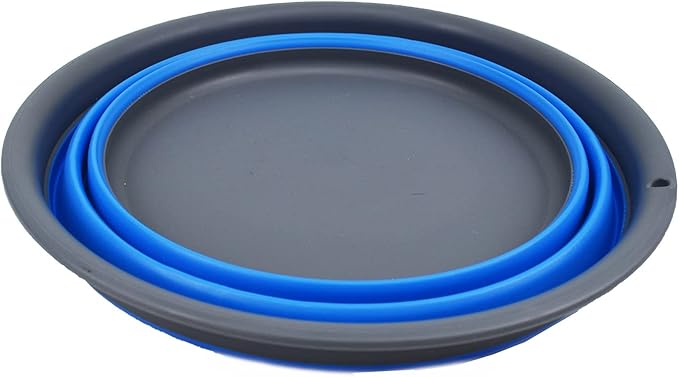 SAMMART 7.5L (1.98 Gallon) Collapsible Tub - Foldable Dish Tub - Portable Washing Basin - Space Saving Plastic Washtub (Grey/Blue)