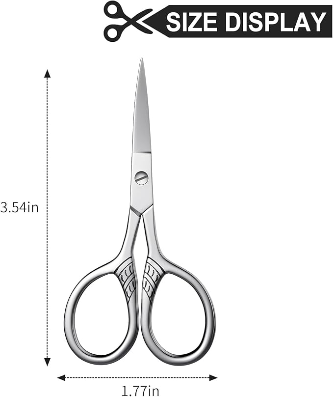 Stainless Steel Small Scissors with Textured Handle - All Purpose for Arts, Crafts, Sewing, Office & Kitchen, Sharp & Durable Cutting Tools