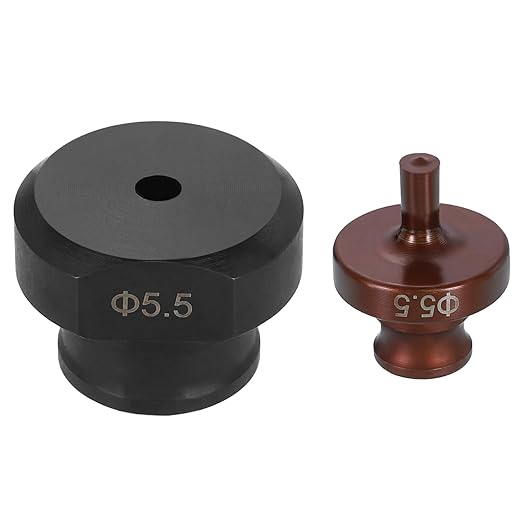 HARFINGTON Hydraulic Hole Punch Die 5.5mm Round Hole 40Cr Steel Electric Punching Kit for MHP-20 JP-20 Electric Punching Machine, Burgundy & Black