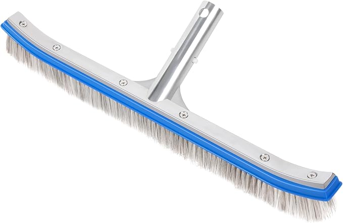 18-Inch Heavy Duty Pool Brush – Stainless Steel Wire & Nylon Bristles, Curved Edge Design for Easy Cleaning – Pool Brush Head for Inground & Above Ground Swimming Pools