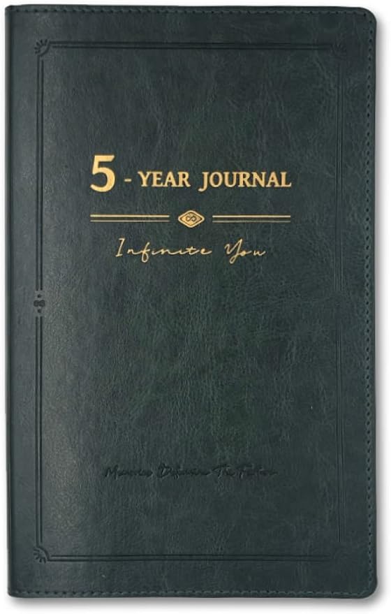 YouthWill Five Year Journal, 5-year Memory Notebook, Daily Journal, Undated Diary, One Line a Day, Soft Cover, Medium, 90gsm paper (Dark Green)