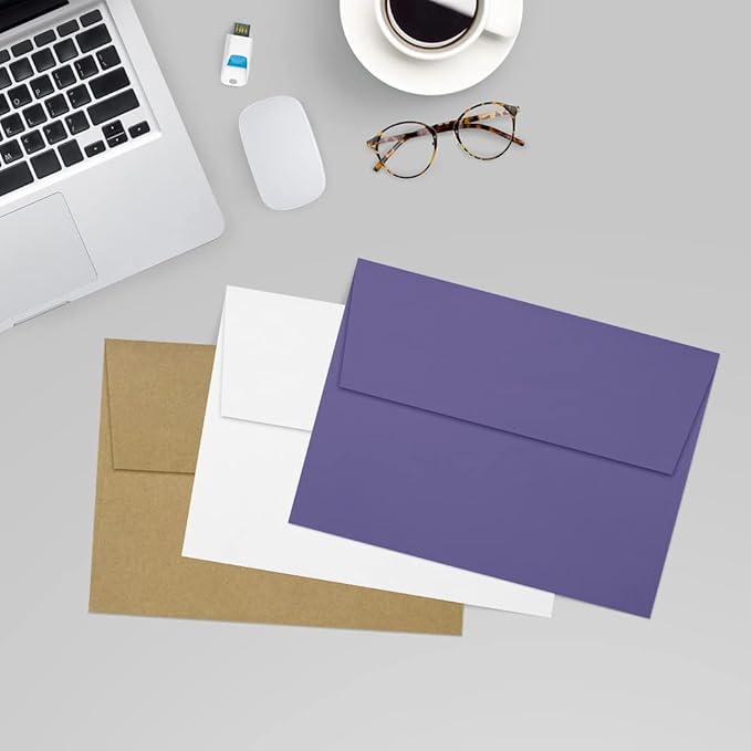 LUXPaper A7 Invitation Envelopes | Peel & Press | 5 1/4" x 7 1/4" | Wisteria Purple | 80lb. Text | 500 Qty