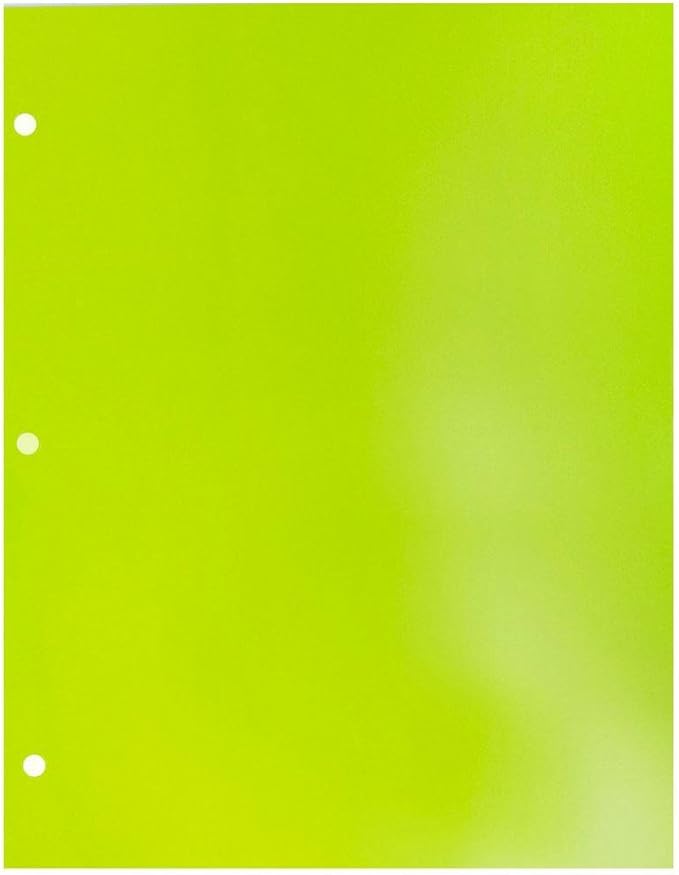 JAM PAPER Laminated Two Pocket Glossy 3 Hole Punch School Folders - Letter Size - High Gloss Lime Green - Bulk 50/Box