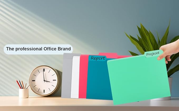 100 Pack Purple File Folders 8.5x11 Inch,1/3 Cut Tab File Folders Letter Size,Office Folders for Document