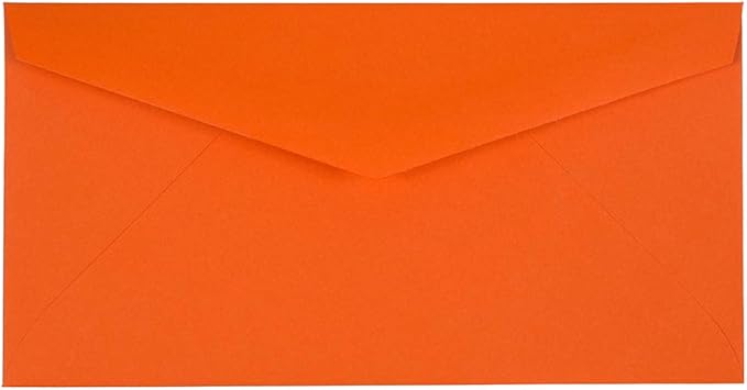 JAM PAPER Monarch Colored Envelopes - 3 7/8 x 7 1/2 - Orange Recycled - 100/Pack