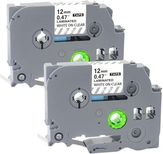 TZe-135 Compatible for Brother P Touch Label Maker Tape White on Clear 12mm 0.47 Inch Laminated TZ TZe Tape for Brother PTouch Label Maker TZ135 for PT-D210 PT-H100 PTD400AD PT-P700 PTD600