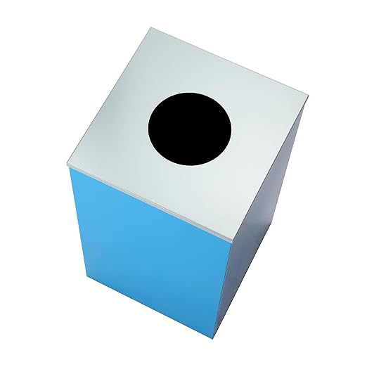 Alpine Industries Circle Lid 29 Gallon Sturdy Steel Cube Recycling Container, Square Opening - 3 Color Cans Available Sold Separately (Lid Circle Opening)