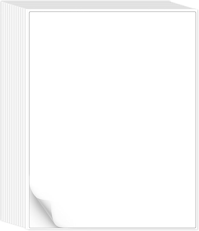 L LIKED 50 Full Sheet Self Adhesive Shipping Labels 8.5 x 11 Inches, Address Labels for Laser & Inkjet Printers (50 Sheets)