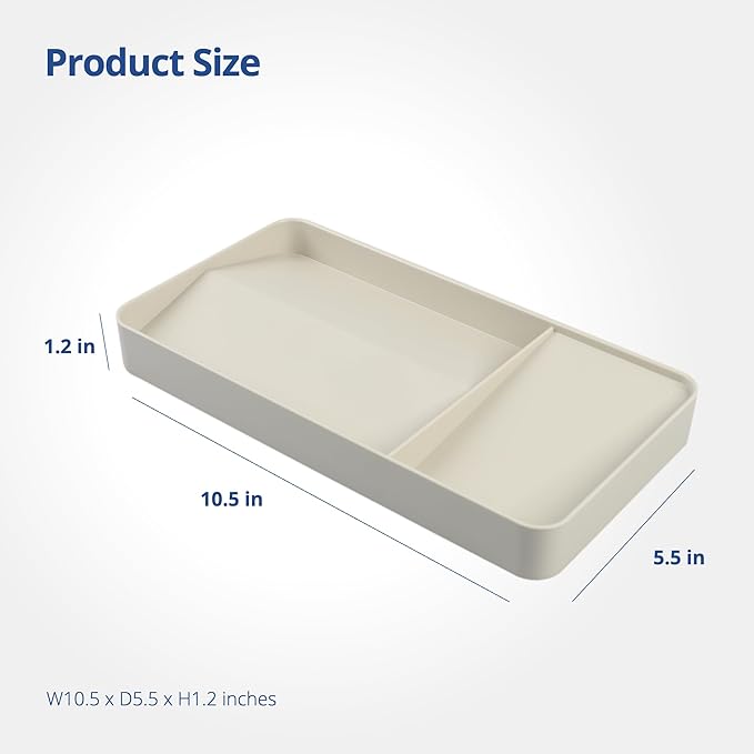 BLUE GINKGO Desk Tray – Korean-Made Organizer for Notes, Pens, Pencils, and Accessories (Double-sided, Beige)