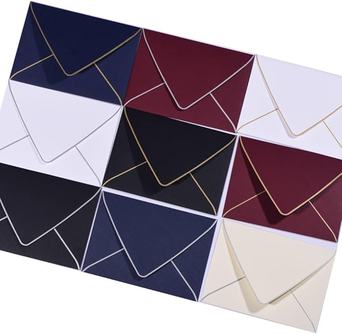A7 Burgundy Envelopes 5 x 7 With Silver Border - V flap, Quick Self Seal, | Perfect for 5x7 Cards, Weddings, Invitations, Graduation, Baby Shower | 5.25" x 7.25" | 50 Pack (Burgundy-Silver Border)