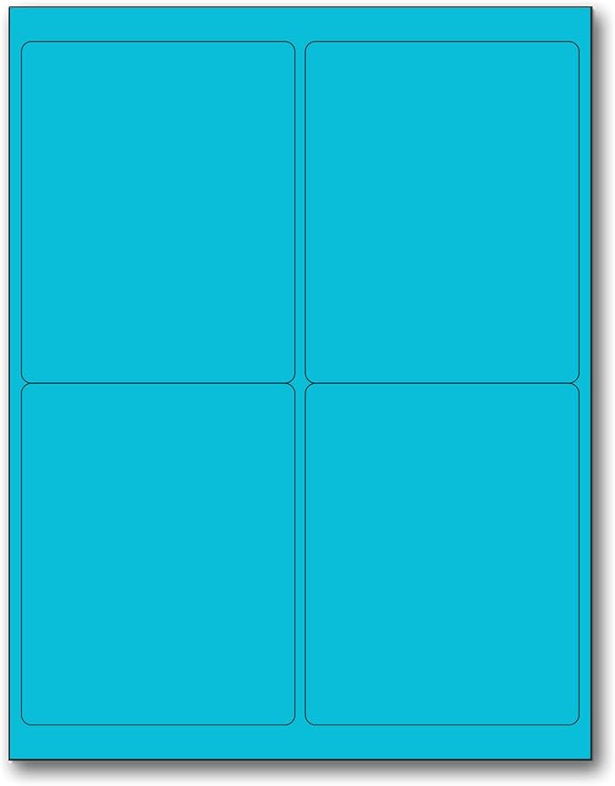 NextDayLabels - 8-1/2 x 11 Neon Color High Light Fluorescent Labels for Laser & Inkjet Printer (Blue Fluorescent, 4 x 5-4 Per Page | 400 Labels)