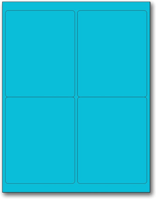 NextDayLabels - 8-1/2 x 11 Neon Color High Light Fluorescent Labels for Laser & Inkjet Printer (Blue Fluorescent, 4 x 5-4 Per Page | 100 Labels)