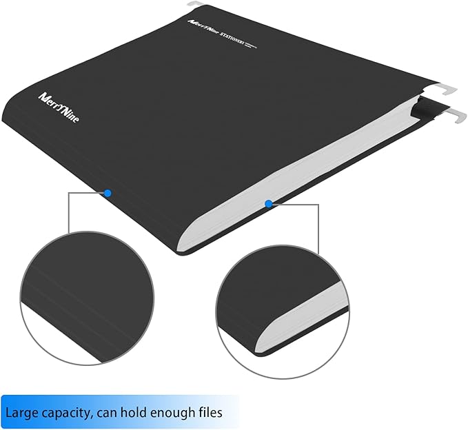 Merrynine Hanging File Folders Letter Size 15pcs, Polypropylene Filing Cabinet Folders Organizer with 1/5-Cut Tabs and Inserts, File Organizers for Office School Home Hospital, Black