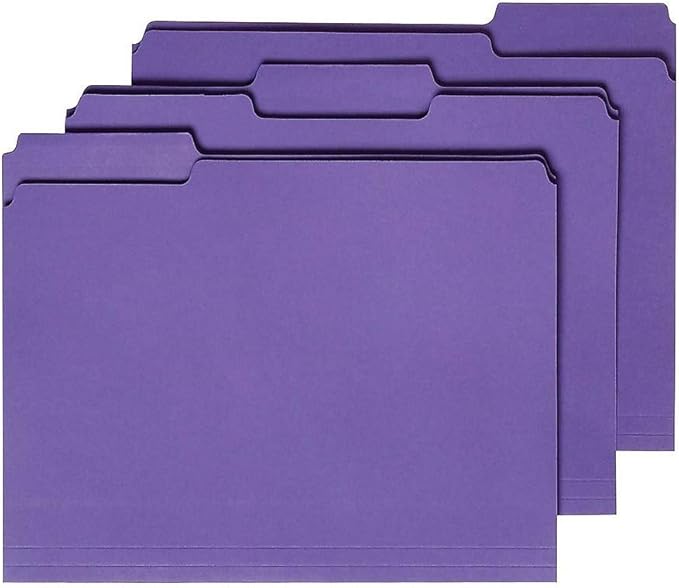 Staples 576937 Colored File Folders w/Reinforced Tabs Letter 3Tab Assortment A 250/BX