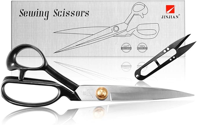 Sewing Scissors - Fabric Scissors 10 inch-Tailor's Dressmaking Shears Heavy Duty for Fabric, Leather Cutting, Sewing, Dressmaking, Tailoring, Altering (Right-Handed,10 inch White)