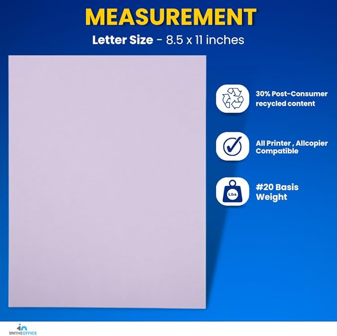 1InTheOffice Colored Copy Paper, Orchid, 8.5 x 11 inch Letter Size, 20lb Density, (500 Sheets)