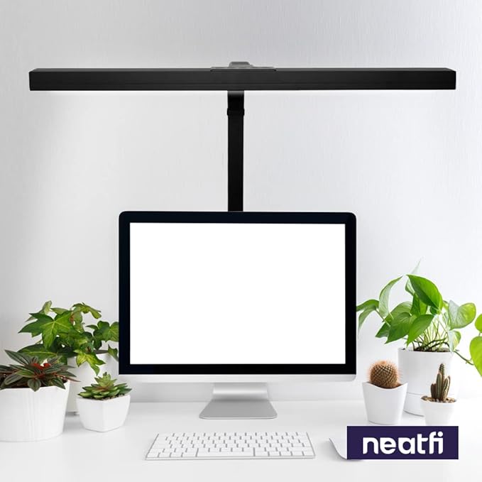 Neatfi (New Model) Flex Desk Lamp with Clamp, Dimmable, 3,000 Lumens 30W LED Monitor Light, 3000K-6500K Correlated Color Temperature, 5 Brightness Levels & 5 Light Modes (31.5 Inches, Black)