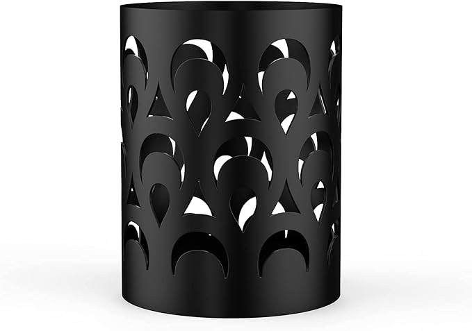 Mango Steam Metal Pen Holder, Makeup Brush Cup Organizer for Office, Bathroom, Vanity (Black, Peacock)