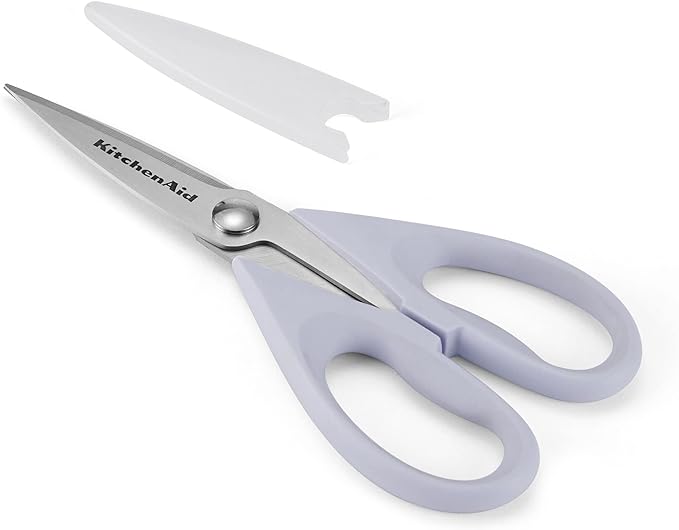 KitchenAid All Purpose Kitchen Shears with Protective Sheath Durable Stainless Steel Scissors, Dishwasher Safe, Soft Grip Comfort Handle, 8.72 Inch, Lavendar Cream