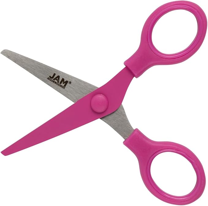 JAM PAPER Multi Purpose Scissors Set - Pink - Assorted Sizes - Ergonomic Handle & Stainless Steel Pointed Tip Blades - 3/Pack
