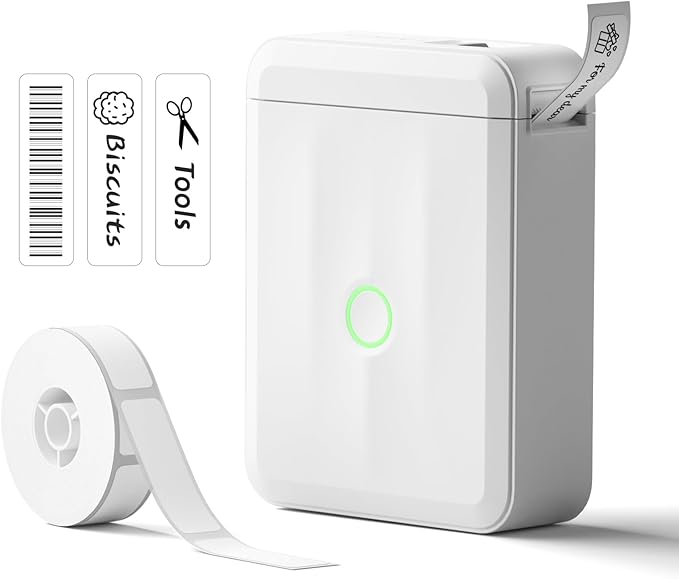 NIIMBOT Label Maker Machine Bluetooth Label Printer for School Home Office Organization, Wireless Mini Labeler D110 Upgraded Version, Label Machine with Label, White
