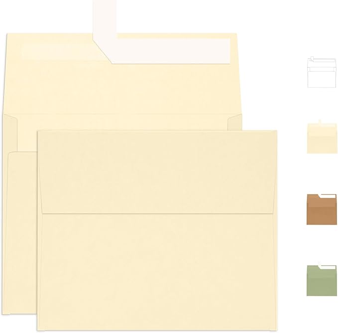 100 Pack A2 Ivory Envelopes, Goefun 4.375 x 5.75 Printable Invitation Envelopes 120 GSM, Cream Self Seal for DIY Greeting Cards, Photos, Invitations, Weddings, Graduation, Baby Shower
