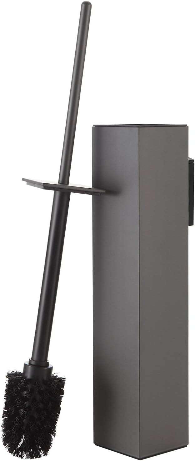 BGL Toilet Brush and Holder Set Gun Grey Wall Mounted for Bathroom Square Design